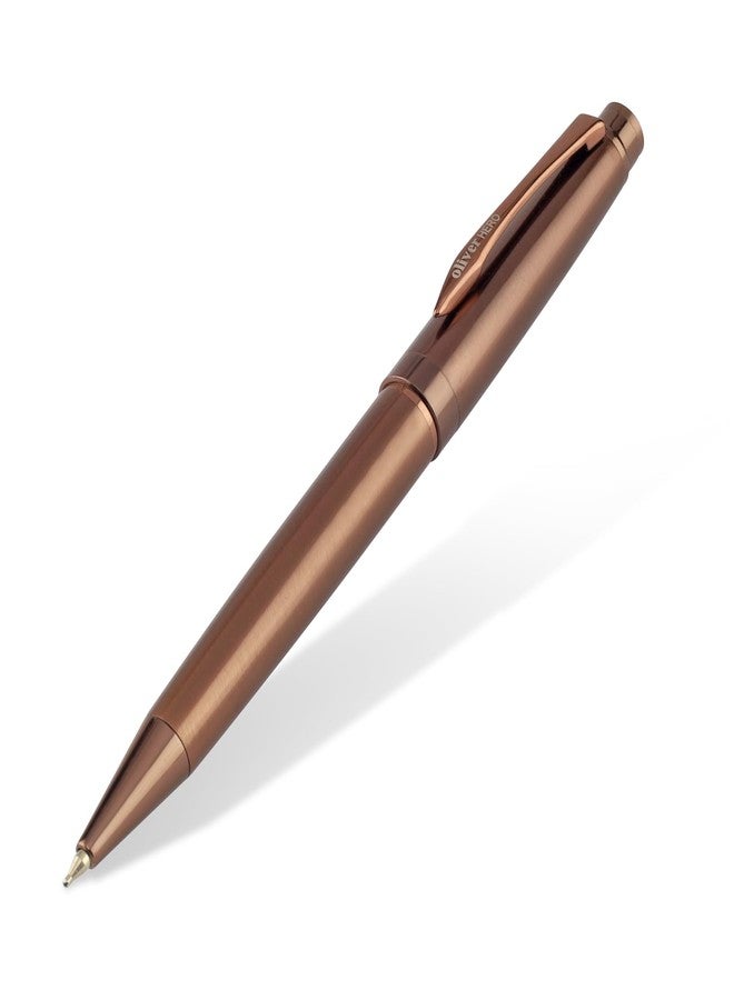 Oliver Hero Coffee Twist Ball Pen | Full Brass Body | 0.6MM Cardinal Refill | Coffee Plated Finish with T Box - Image 2