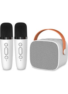 Mini Karaoke Machine with 2 Wireless Microphones, Karaoke Machine for Adults and Kids with Wireless Microphones PA Speaker System for Family Party Singing (White)