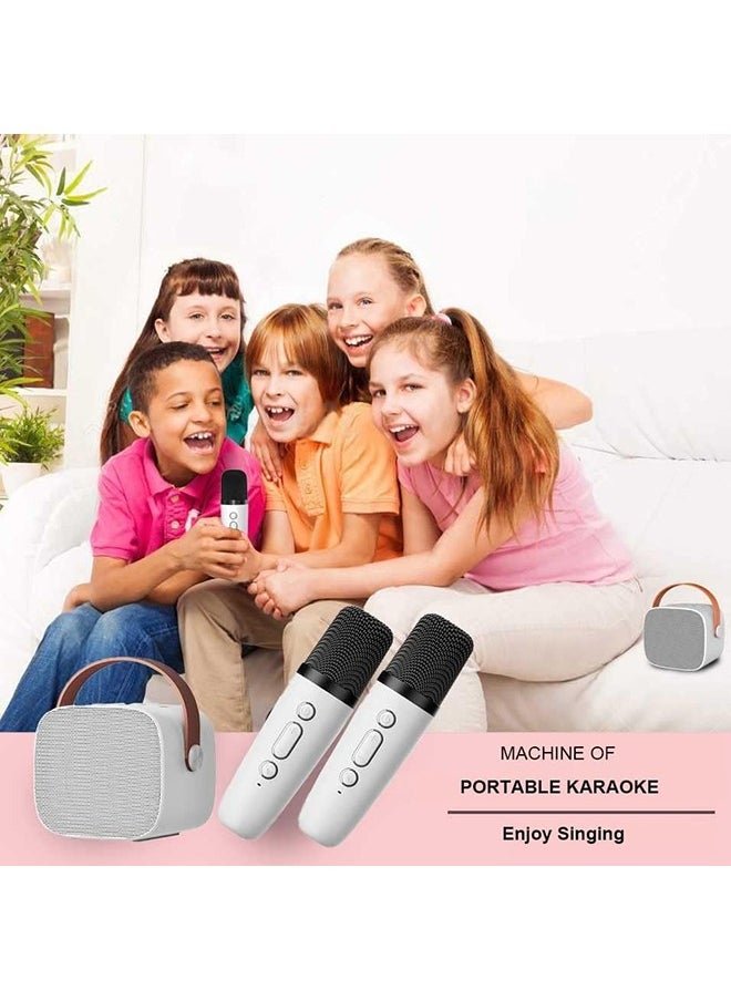 Arabest - Mini Karaoke Machine with 2 Wireless Microphones, Karaoke Machine for Adults and Kids with Wireless Microphones PA Speaker System for Family Party Singing (White) - Image 1