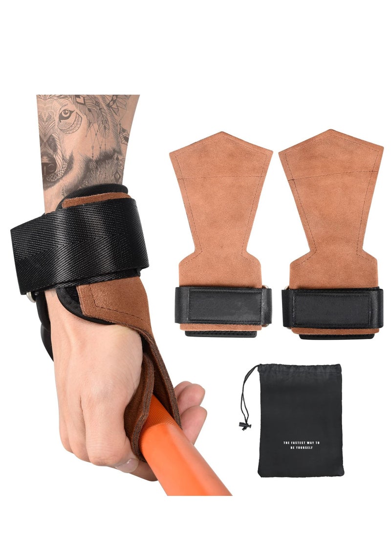 Y&D Weight Lifting Grips with Wrist Straps - Weightlifting Hooks, Non-slip Cowhide Padded Workout Gloves for Men and Women Deadlift, Pull Up, Rows, Home Gym Power Training  - Image 1