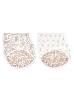 aden + anais Silky Soft Bamboo Viscose Burpy Bib - Multi-Use, Absorbent 4-Layer Burp Cloth And Full-Coverage Snap-Closure Baby Bib In One, 22.5” X 11”, 2-Pack, Natural Woodland  - Image 1