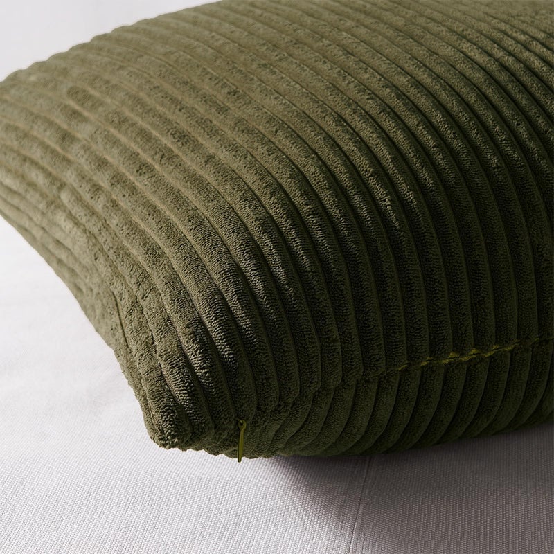 Topfinel Christmas Decorative Throw Pillow Covers Green Series Winter Fluffy Corduroy Striped Euro Pillows Shams for Couch Bed Bedroom Western Modern Hunter Green Pillowcase 20x20 Inch Set of 4 - Image 3