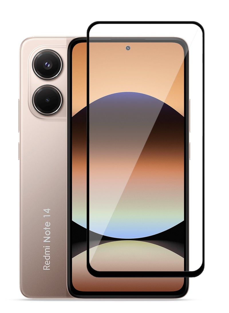 شاومي Redmi Note 14 واقي الشاشة - زجاج مقسّى فاخر للشاشة الكاملة شاومي Redmi Note 14 شفافية عالية، ملمس دقيق، مضاد للانفجار، حواف مقوسة ناعمة، سهل التركيب