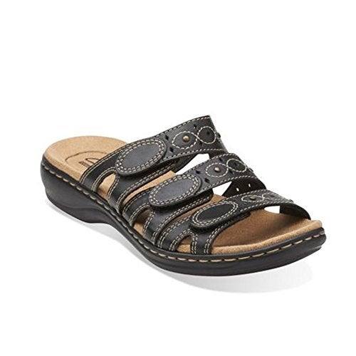 Clarks Women's Casual Flat Sandal, Black Leather, 6.5 - Image 3