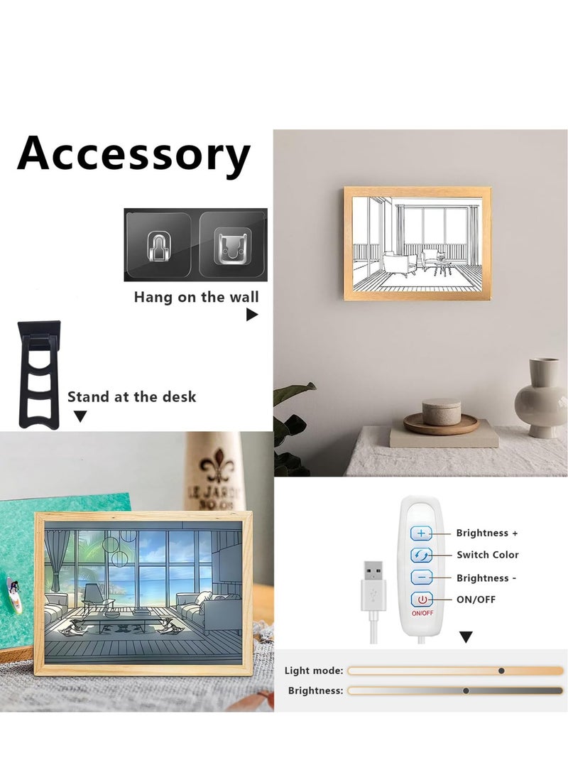 Excefore زخرفة لوحة الإضاءة، 3 ألوان أضواء LED زينة جدارية، لوحة مضاءة LED، صورة متوهجة، لوحة ضوء أكريليك USB لزينة جدار غرفة المعيشة، 9.3x7.3 بوصة (كلب) - Image 5