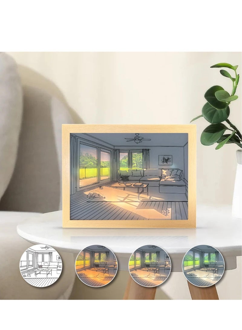 Excefore زخرفة لوحة الإضاءة، 3 ألوان أضواء LED زينة جدارية، لوحة مضاءة LED، صورة متوهجة، لوحة ضوء أكريليك USB لزينة جدار غرفة المعيشة، 9.3x7.3 بوصة (كلب) - Image 4