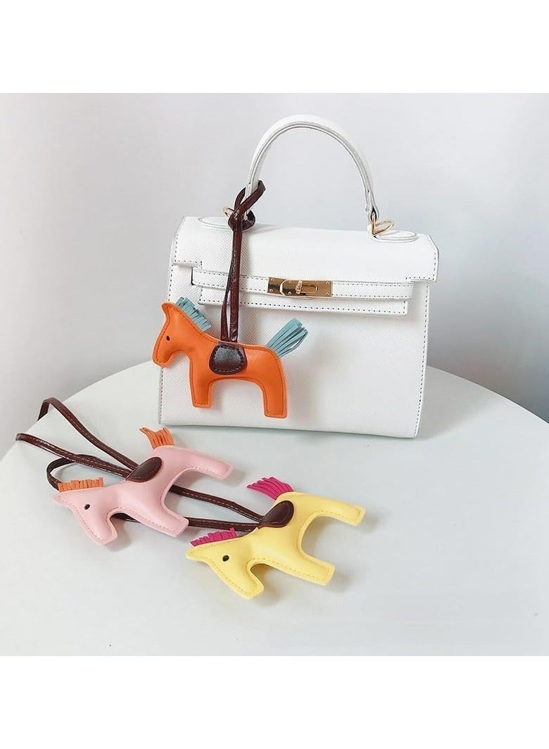 Oasisgalore 5-Pack Leather Tassel Pony Keychain, Cute Bag Charms for Handbags and Key Rings - Image 5