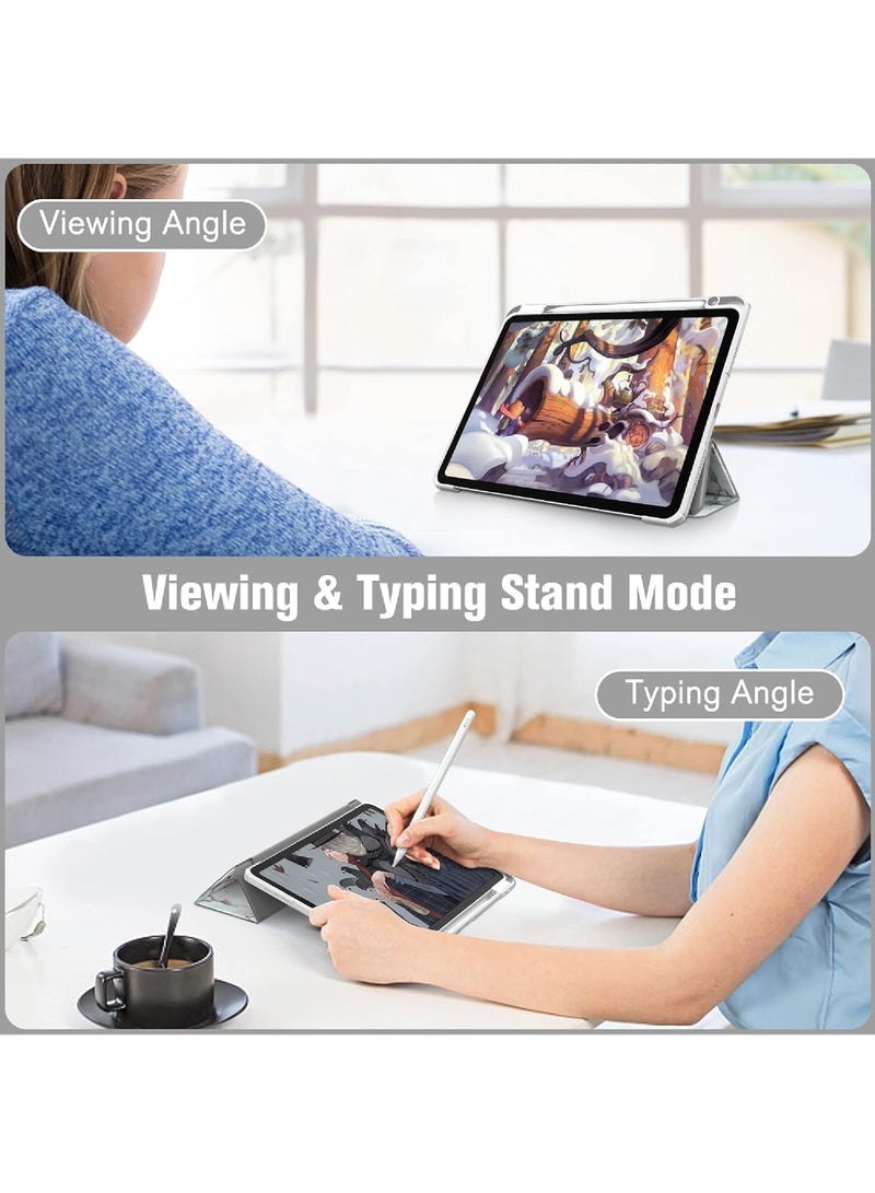 روك بو جراب لجهاز iPad Air 11 بوصة M3 2025/جراب لجهاز iPad Air 11 بوصة M2 2024 وiPad Air5 10.9 بوصة 2022/Air4 10.9 بوصة 2020 Gen مع حامل قلم رصاص شفاف رفيع مع خاصية الاستيقاظ/السكون التلقائي، جراب لجهاز Air 5/Air 4 10.9 بوصة 2022/2020، Air 6/Air 7 11 بوصة 2025/2024 - Image 4