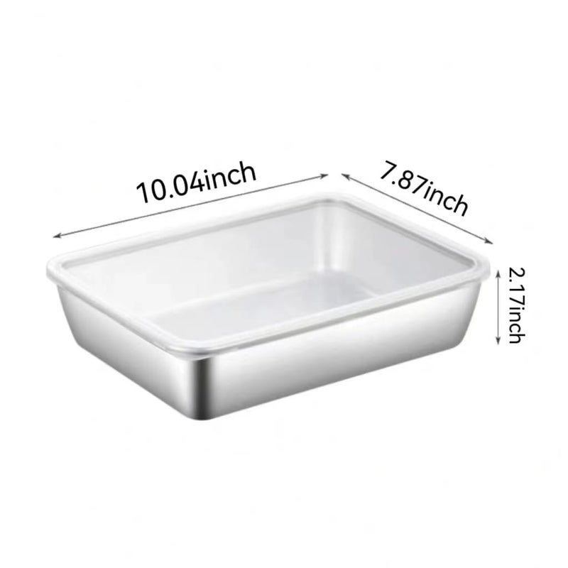 YESIKOM Stainless Steel Rectangle Food Storage Box Container Leak Plastic Lid Dishwasher Safe Plastic Free Clear Lid Vegetable Plate With Lid - Image 2