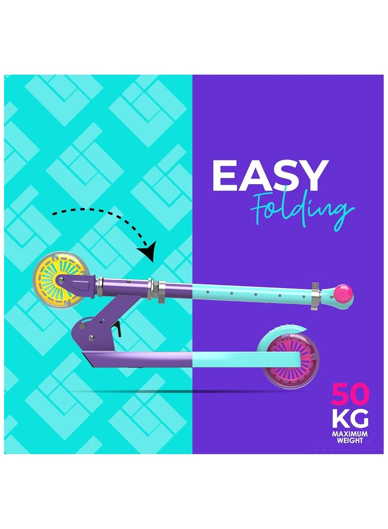 ليت سكوتر ليت ستارشيب بقياس ١٢٠ ملم مع أضواء ليد ممتعة للأطفال | يتميز بساق ولوحة وعجلات مضاءة بـ ليد، سكوتر قابل للطي مع مقبض قابل لتعديل الارتفاع. - Image 2