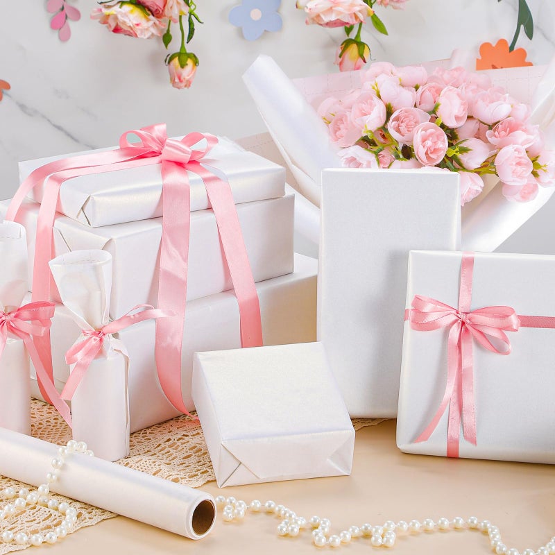 woric White Wrapping Paper Roll 17 Inch X 33 Feet Wedding Wrapping Paper with Pearly Lustre for Bridal Shower, Birthday, Baby Shower, Easter Gifts - Image 4