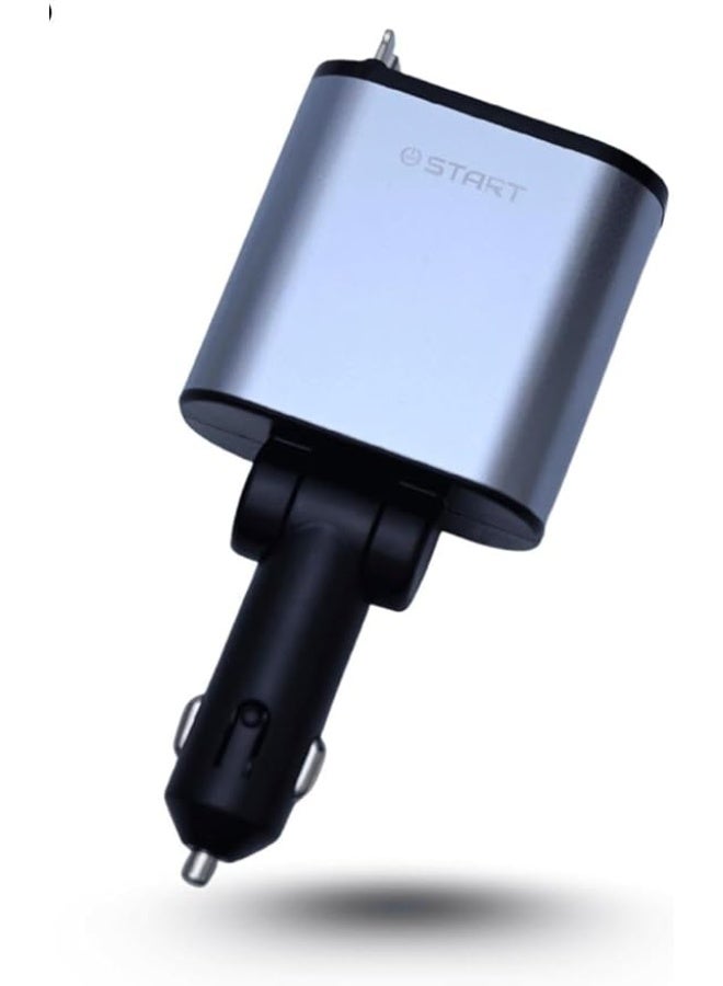 Starte START ST-A22 120W Retractable Car Charger, 4-in-1 Car Charger with 80cm Retractable Cables (Type-C and Lightning) and Voltage Display, for 12V/24V Cars - Image 4