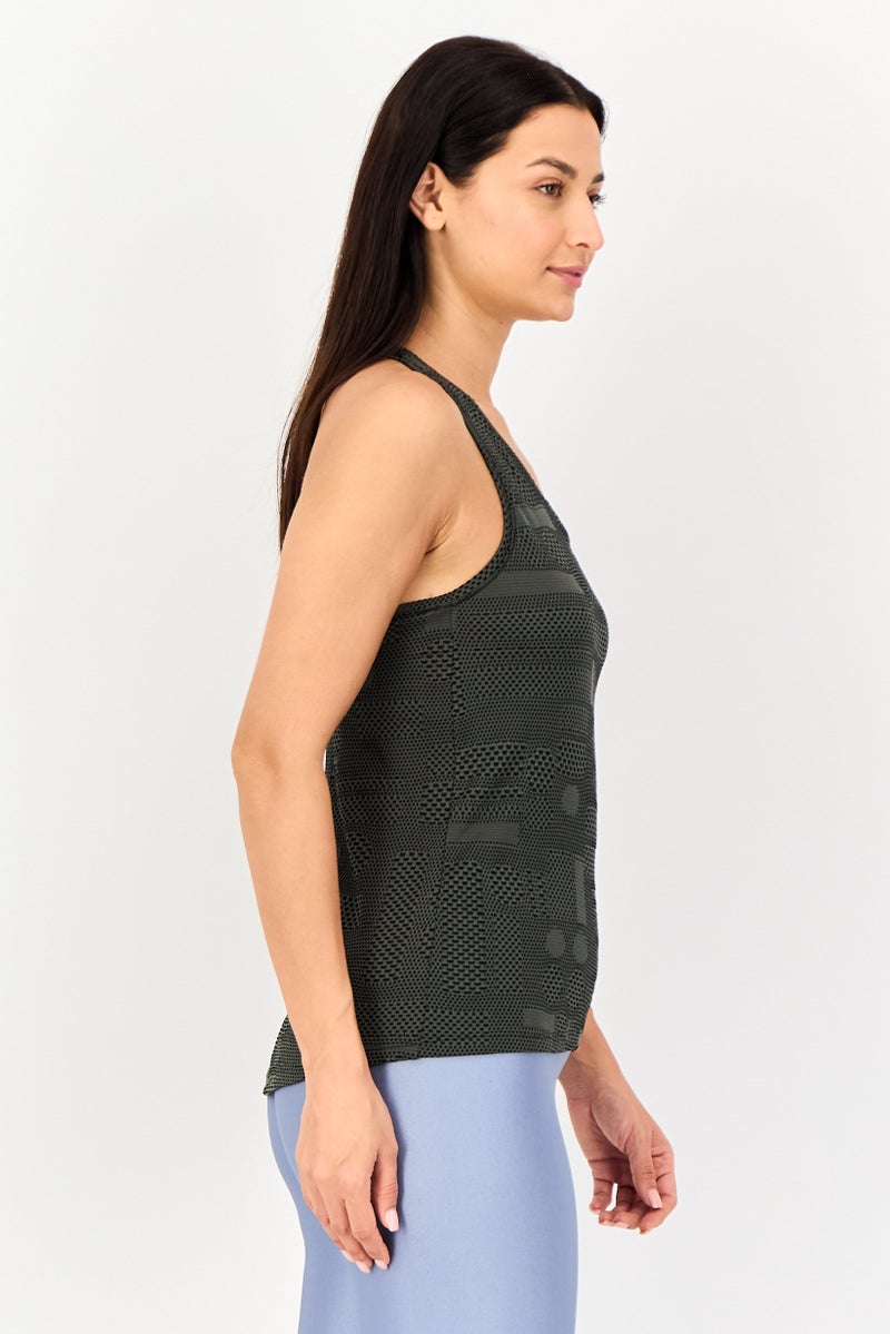 Nike Women Dri-Fit Sleeveless Running Tank Top, Army Green - Image 3