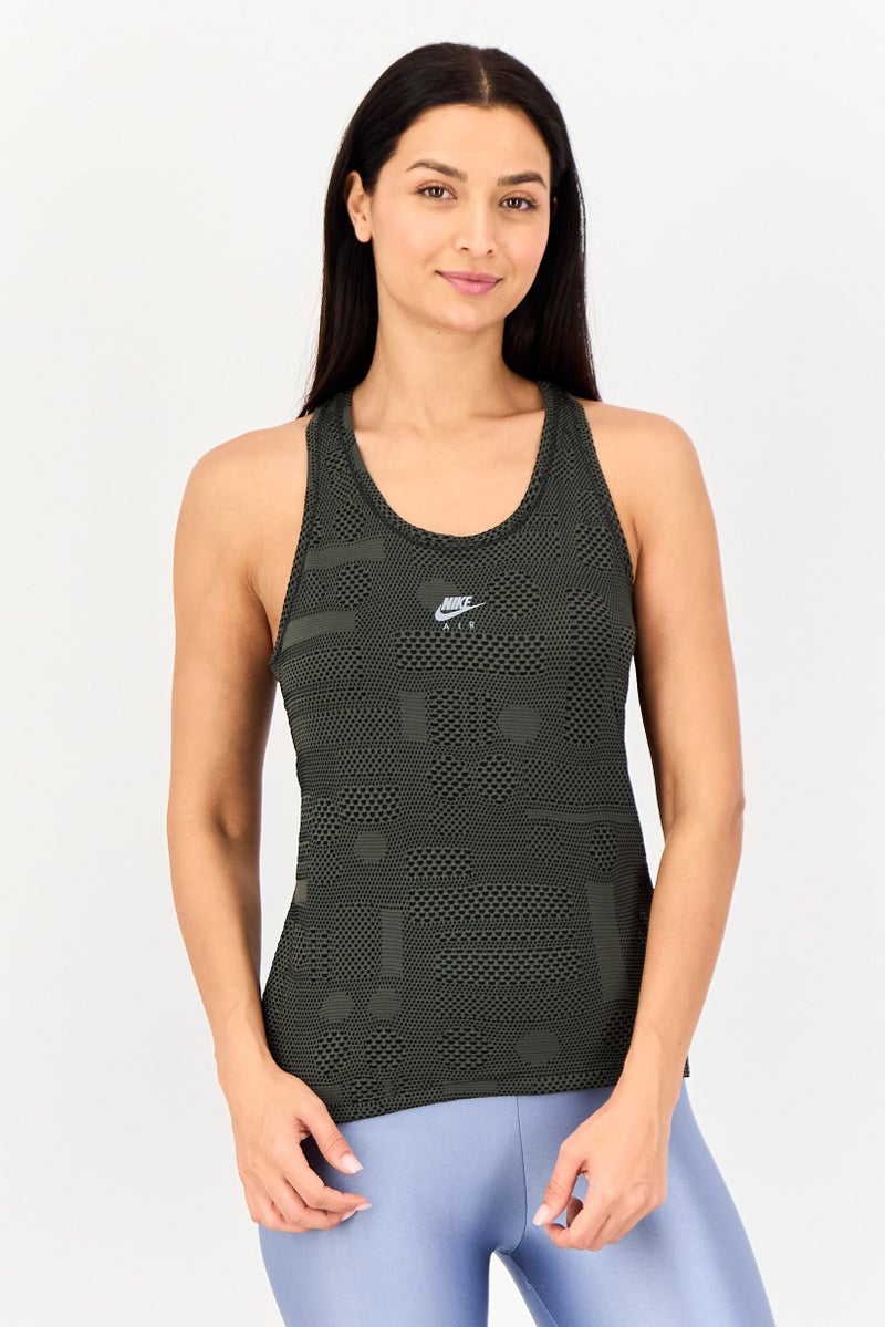Nike Women Dri-Fit Sleeveless Running Tank Top, Army Green - Image 1