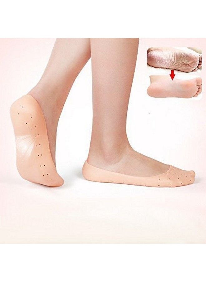 Baskety AntiCrack Full Length Silicone Gel Foot Protector Moisturizing Socks For Foot Care And Heel Cracks (Skin Color) (Large)  - Image 3