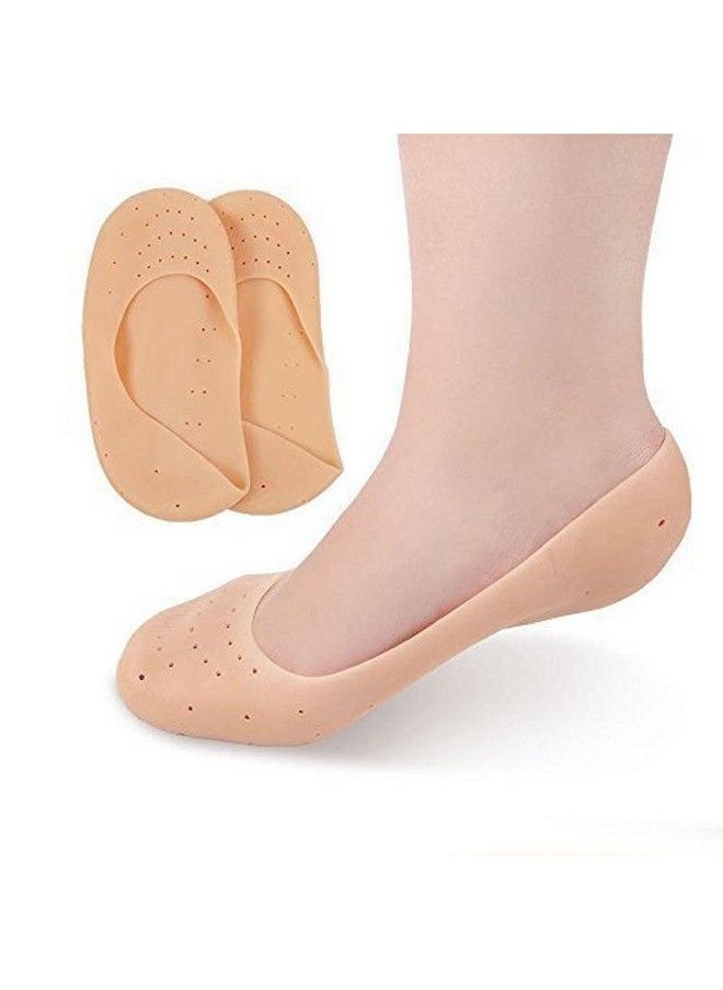 Baskety AntiCrack Full Length Silicone Gel Foot Protector Moisturizing Socks For Foot Care And Heel Cracks (Skin Color) (Large)  - Image 1