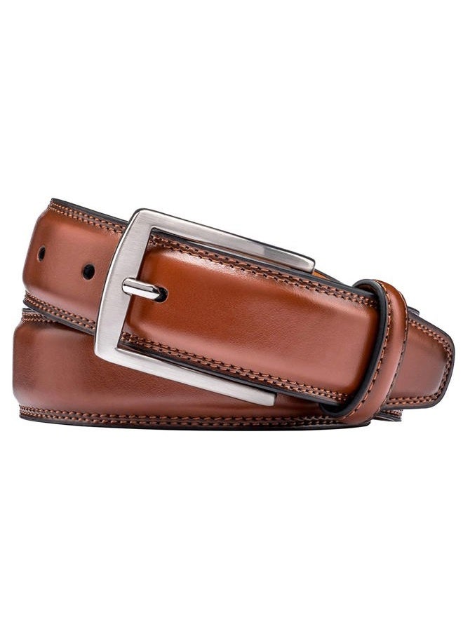 KM Legend Men's Genuine Leather Dress Belt with Premium Quality - Classic & Fashion Design for Work Business and Casual (esBrown, 42) - Image 2