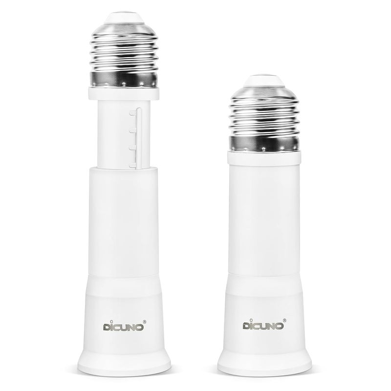 DiCUNO E26 3.15-4.13Inch/8-10.5CM Extension Flexible Socket Extender Adapter, E26 Edison Screw Converter, Light Socket Extender, Lamp Bulb Extension, 2-Pack - Image 1