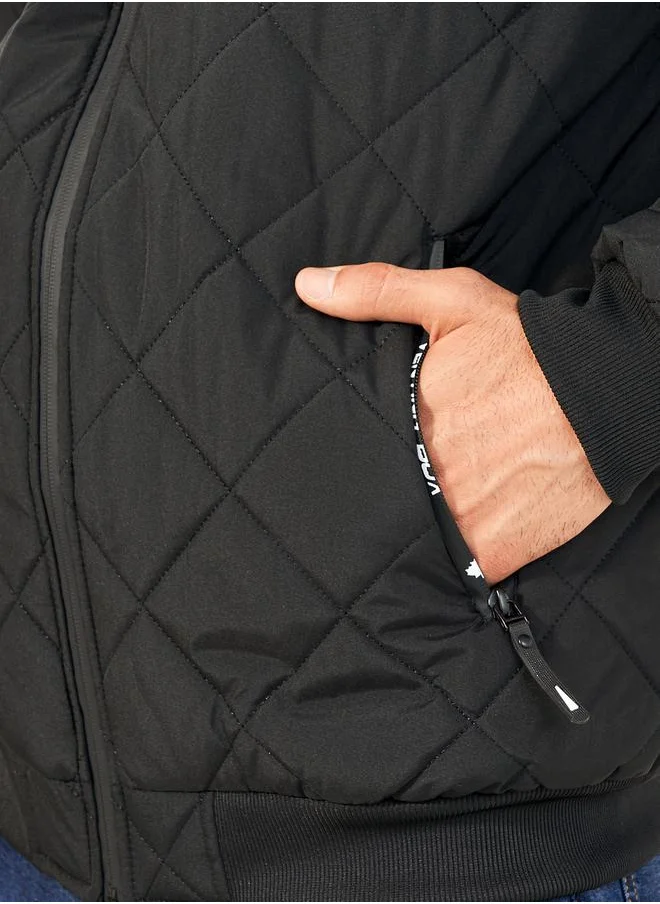 Styli Diagonal Quilted Hooded Puffer Jacket