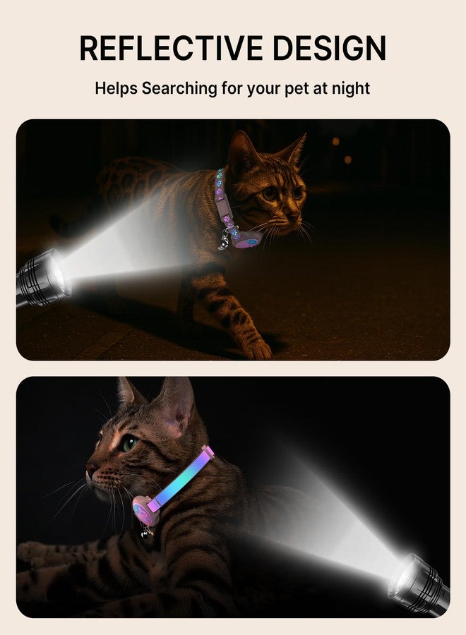 typecase Cat Collar with Airtag Holder, 2 Pack Waterproof Breakaway Kitten Collar for Apple AirTag GPS Tracker, Adjustable Cat Collar with Buckle, Bell & Reflective Pattern for Cats, Kittens, Pink (8-11") - Image 5
