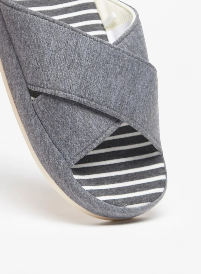 DUCHINI Men Striped Bedroom Slide Slippers