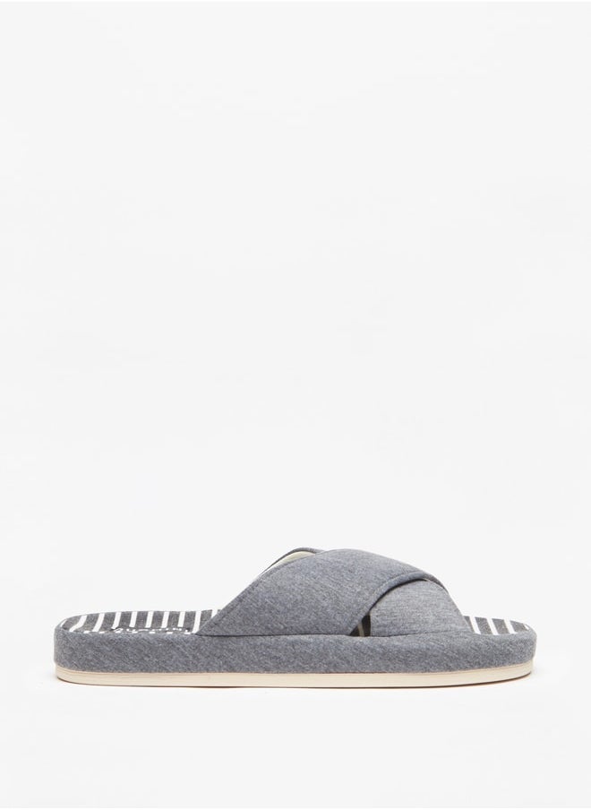 DUCHINI Men Striped Bedroom Slide Slippers  - Image 1
