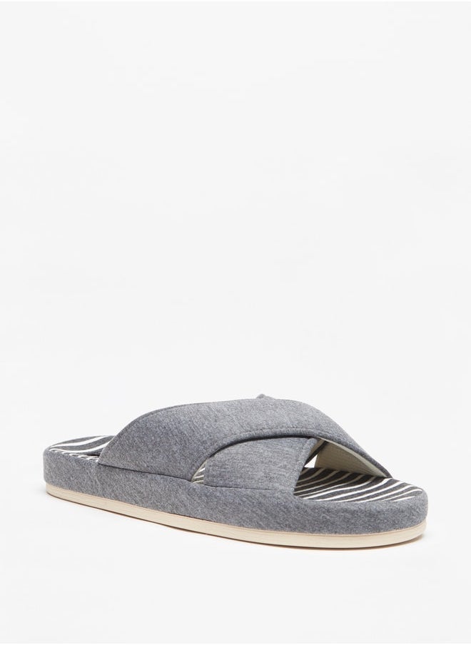 DUCHINI Men Striped Bedroom Slide Slippers  - Image 2