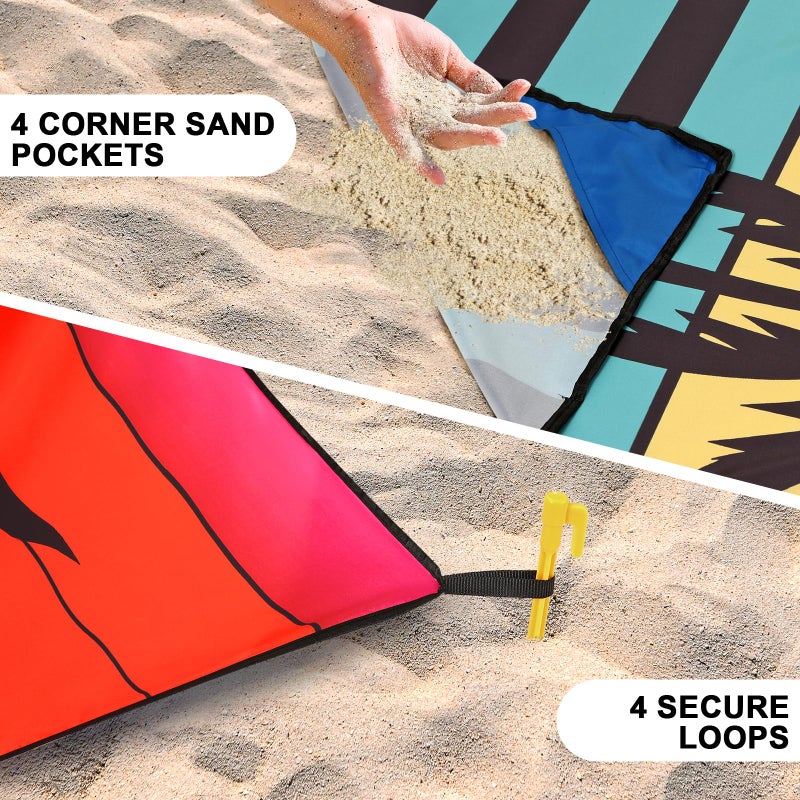 WIWIGO Beach Blanket Waterproof Sandproof Beach Mat 79" X 83"/10'x9'for 2-8 Adults Quick Drying Outdoor Picnic Mat Beach Accessories for Travel, Camping, Hiking - Image 2