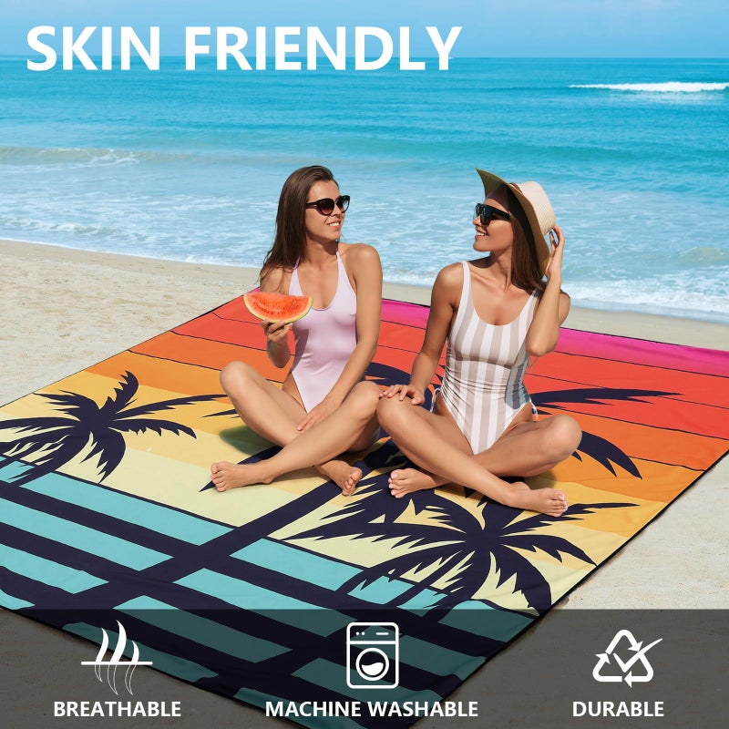 WIWIGO Beach Blanket Waterproof Sandproof Beach Mat 79" X 83"/10'x9'for 2-8 Adults Quick Drying Outdoor Picnic Mat Beach Accessories for Travel, Camping, Hiking - Image 4