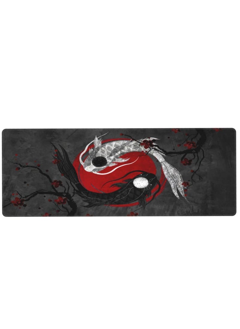 Generic - Japanese Yin and Yang Koi Carp Gaming Mouse Pad Large, Non Slip Rubber Base Mousepad, Stitched Edges Desk Pad, Extended Large Mouse Pad 30cm x 70cm x 2mm - Image 1