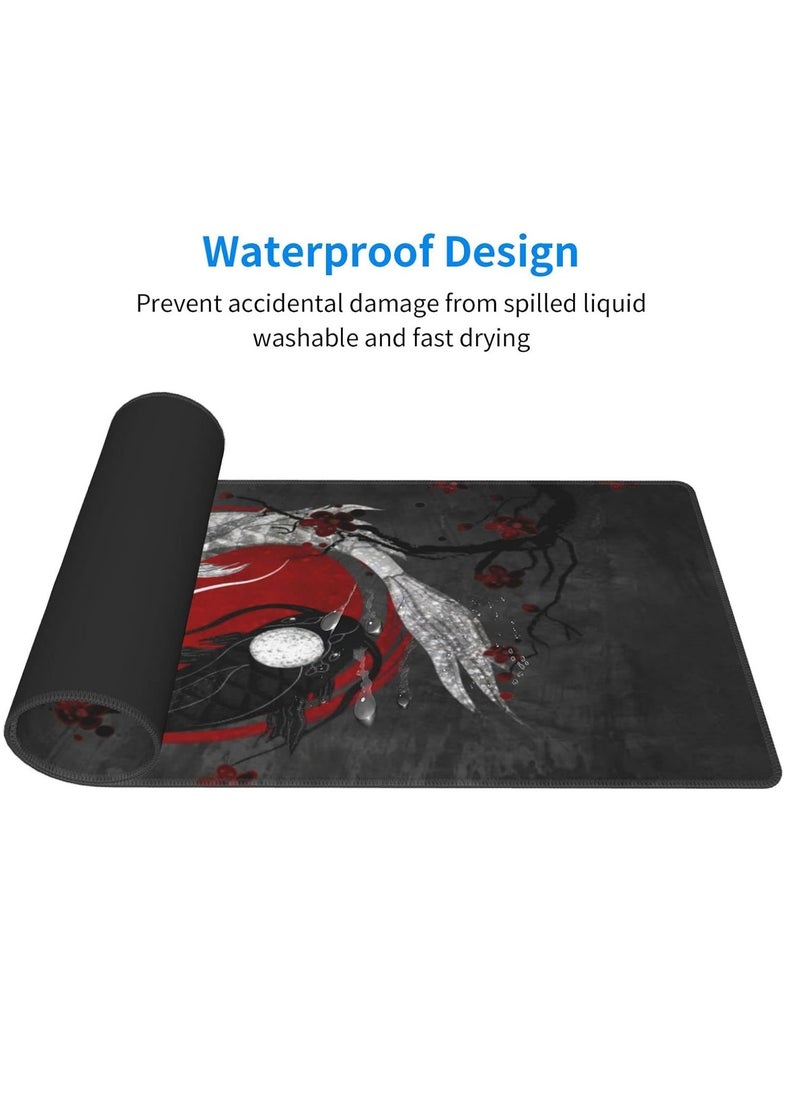 Generic - Japanese Yin and Yang Koi Carp Gaming Mouse Pad Large, Non Slip Rubber Base Mousepad, Stitched Edges Desk Pad, Extended Large Mouse Pad 30cm x 70cm x 2mm - Image 1