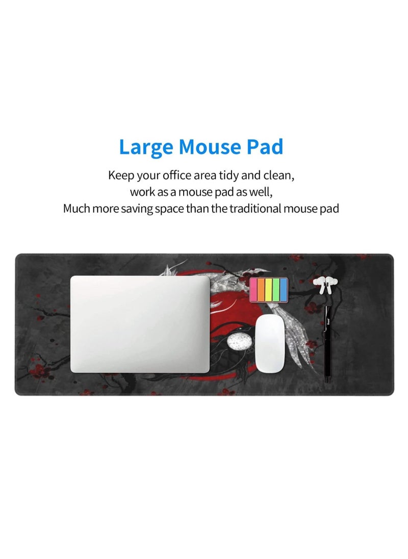 Generic - Japanese Yin and Yang Koi Carp Gaming Mouse Pad Large, Non Slip Rubber Base Mousepad, Stitched Edges Desk Pad, Extended Large Mouse Pad 30cm x 70cm x 2mm - Image 1