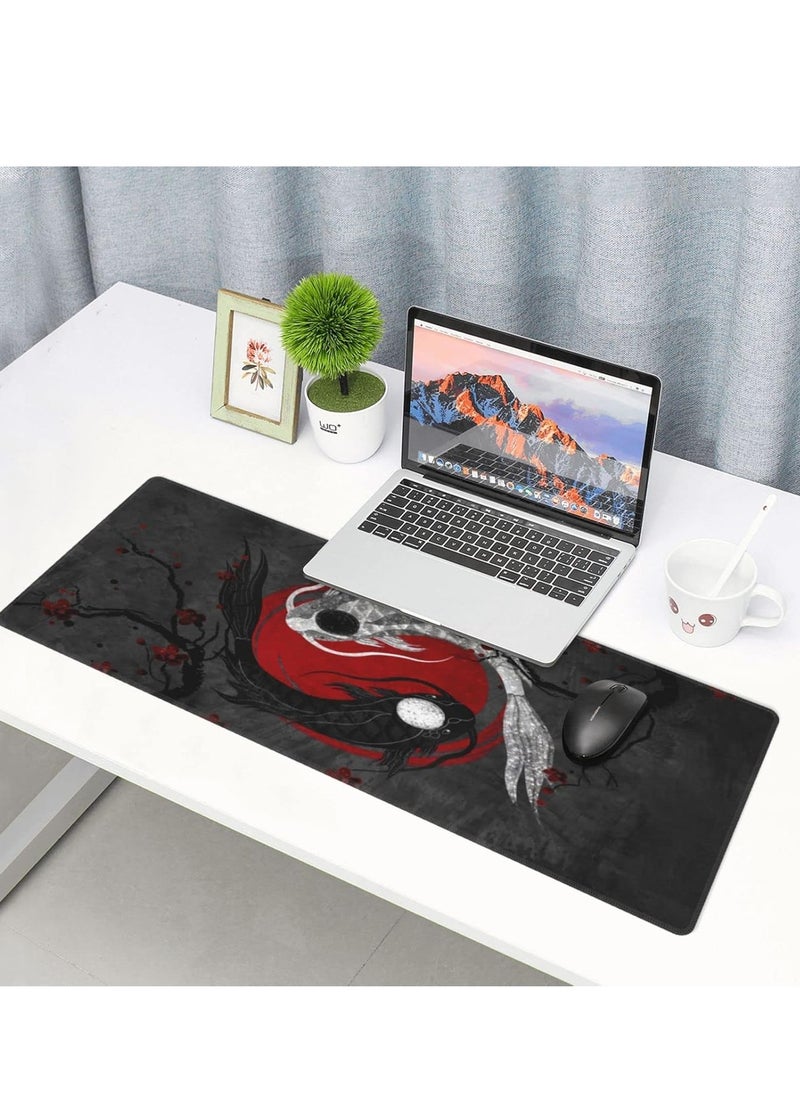 Generic - Japanese Yin and Yang Koi Carp Gaming Mouse Pad Large, Non Slip Rubber Base Mousepad, Stitched Edges Desk Pad, Extended Large Mouse Pad 30cm x 70cm x 2mm - Image 1