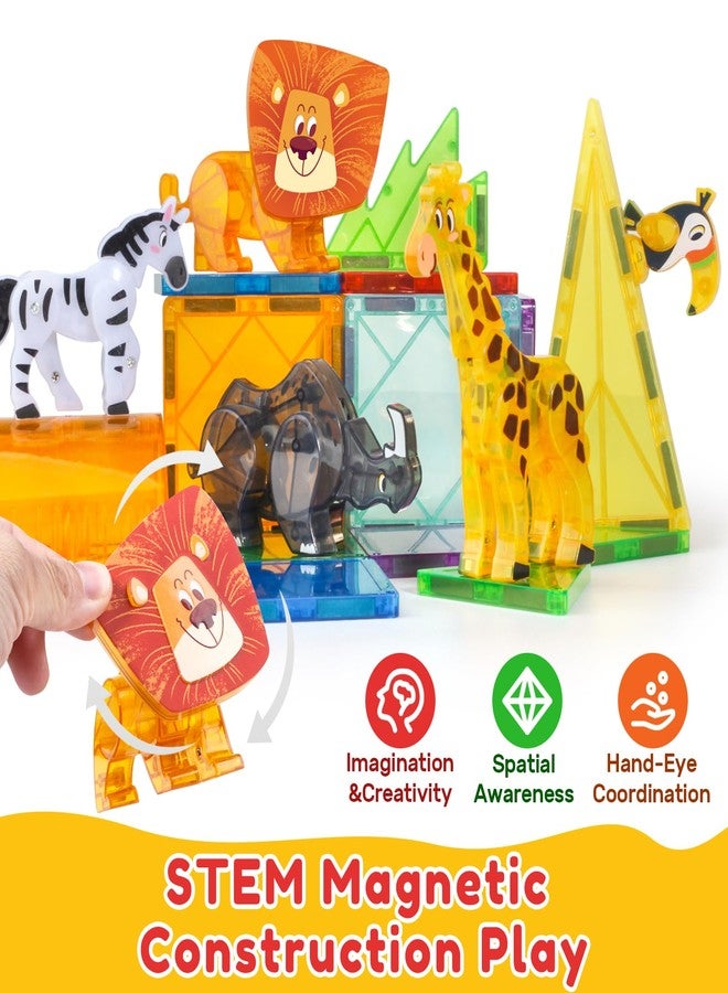 Oriate Magnetic Zoo Animal for Magnetic Building Blocks, 5-Piece Movable Joint Animals Magnetic Game for Magnetic Building Blocks, Magnetic Game Lion Zebra Giraffe Animals Magnets Toy from 3 4 5 6 - Image 4