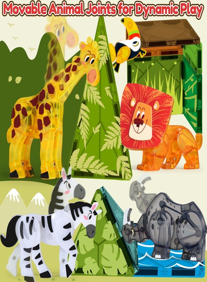 Oriate Magnetic Zoo Animal for Magnetic Building Blocks, 5-Piece Movable Joint Animals Magnetic Game for Magnetic Building Blocks, Magnetic Game Lion Zebra Giraffe Animals Magnets Toy from 3 4 5 6 - Image 3