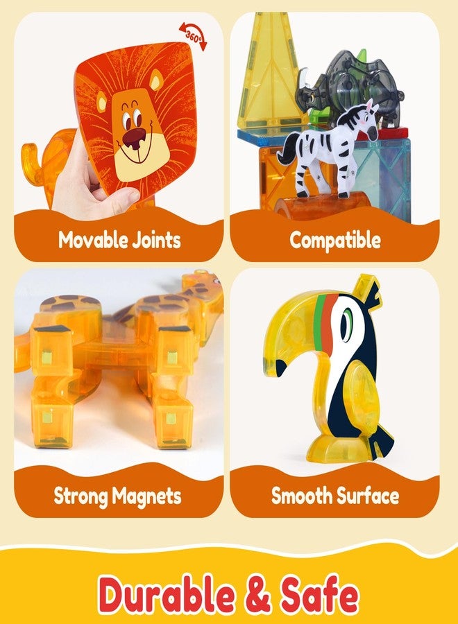 Oriate Magnetic Zoo Animal for Magnetic Building Blocks, 5-Piece Movable Joint Animals Magnetic Game for Magnetic Building Blocks, Magnetic Game Lion Zebra Giraffe Animals Magnets Toy from 3 4 5 6 - Image 5