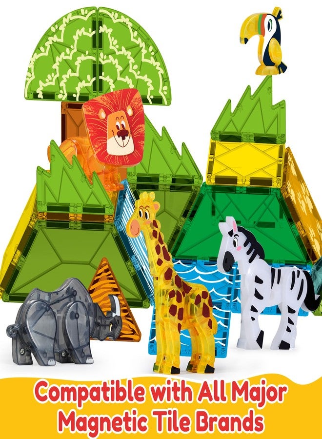 Oriate Magnetic Zoo Animal for Magnetic Building Blocks, 5-Piece Movable Joint Animals Magnetic Game for Magnetic Building Blocks, Magnetic Game Lion Zebra Giraffe Animals Magnets Toy from 3 4 5 6 - Image 2