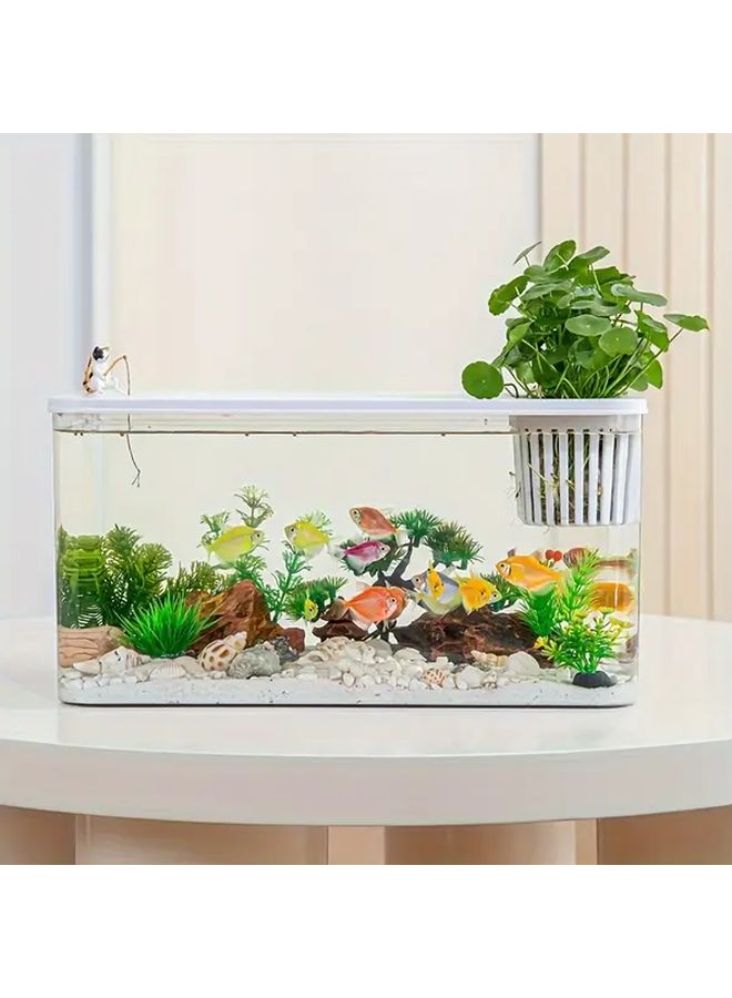 حوض أسماك كبير شفاف من البولي إيثيلين تيريفثالات بغطاء أسود لحوض أسماك المكتب لتزيين المكتب - Image 2