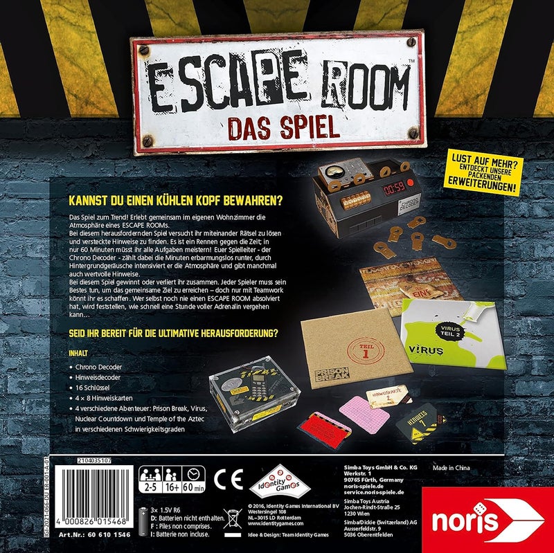 Noris Spiele Escape Room Game with 4 Adventures and Chrono Decoder - Image 3