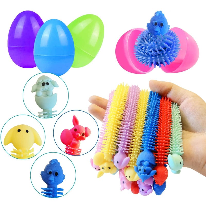 Cherislpy 24 Pack Prefilled Easter Eggs with Bunny Stretchy Strings Sensory Fidget Toys Inside Great for Kids Aduts Toddlers Easter Basket Stuffers Party Favors Egg Fillers Gifts - Image 3