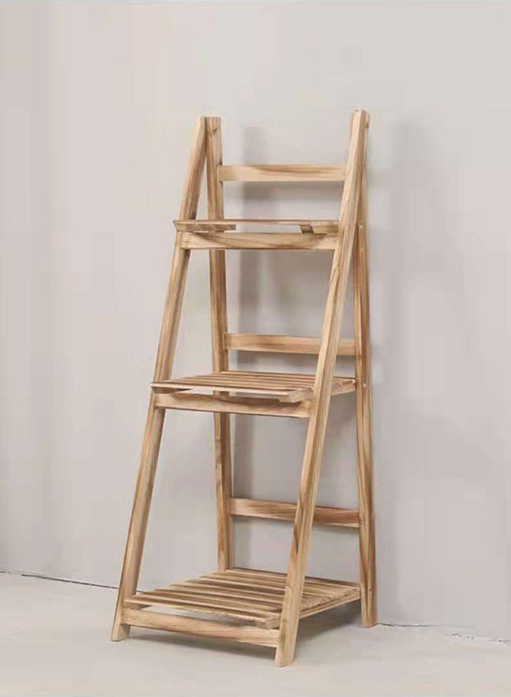 لينجوي حامل نباتات زهور خشبي قابل للطي بيج 42x32x114 سم  - Image 3