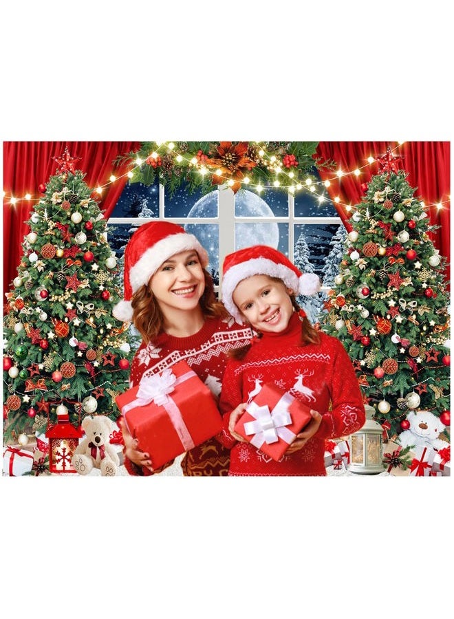 CYLYH 7x5ft Christmas Window Backdrop for Photography Winter Xmas Tree Snow Gift New Year Christmas Party Backdrops Xmas Night Family Party Background D806 - Image 2