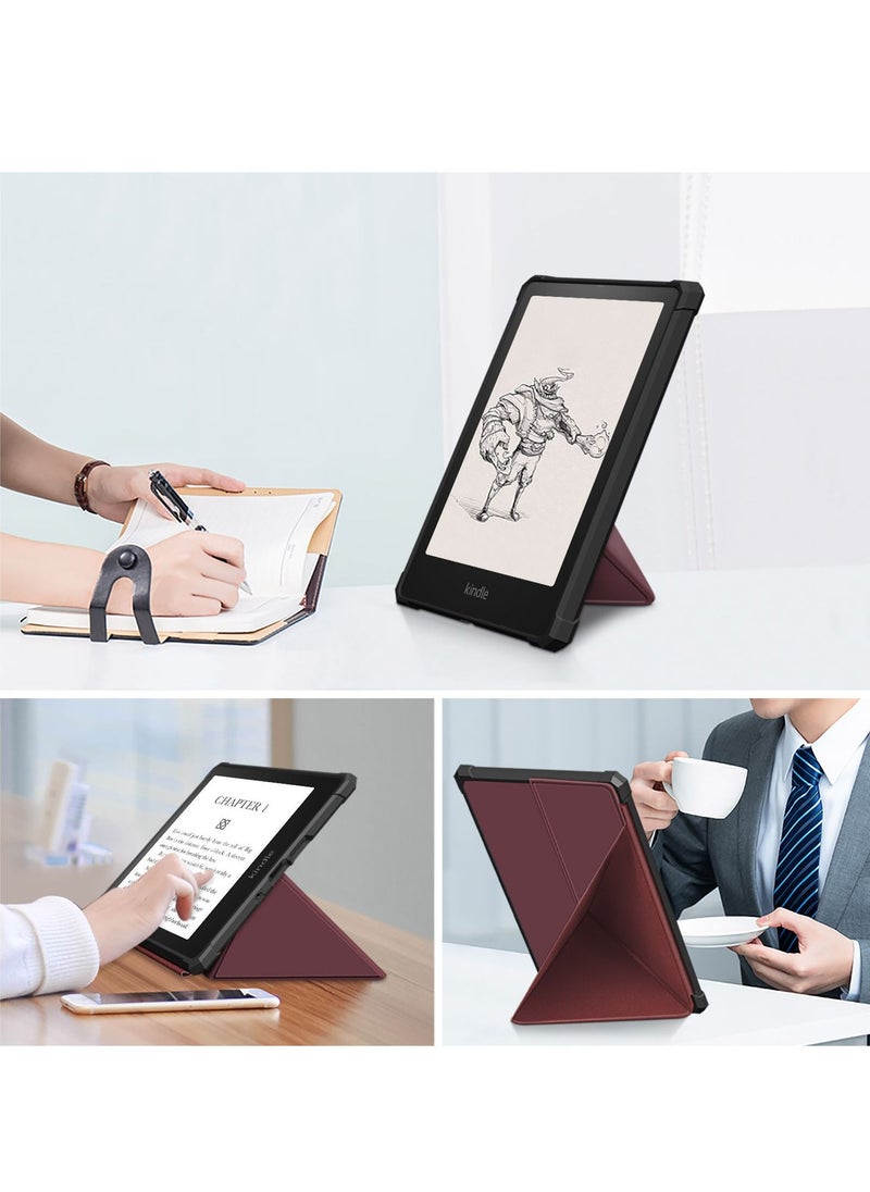 For Paperwhite 11th Generation-2021 and Kindle Paperwhite Signature Edition Origami Standing Shell Cover with Magnetic PC Back Cover for Kindle Paperwhite 2021 Denim Green
