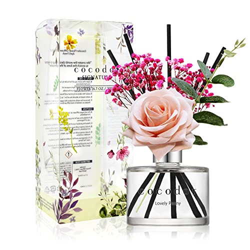 COCODOR Rose Flower Reed Diffuser/Lovely Peony/6.7oz(200ml)/1 Pack/Reed Diffuser, Reed Diffuser Set, Oil Diffuser & Reed Diffuser Sticks, Home Decor & Office Decor, Fragrance and Gifts - Image 1
