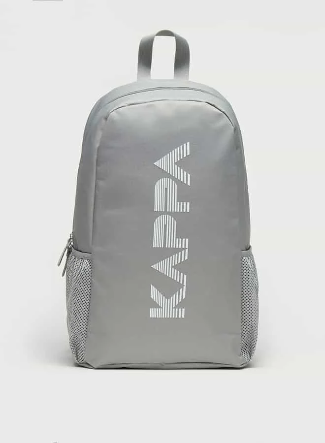 Kappa Logo Print Backpack with Adjustable Shoulder Straps