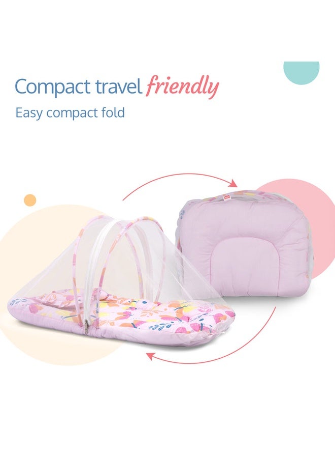 Luvlap Net Pillow Mattress Pink Butterfly Print - Image 5