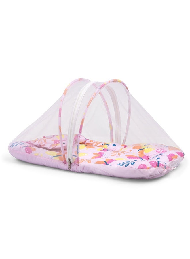 Luvlap Net Pillow Mattress Pink Butterfly Print - Image 1