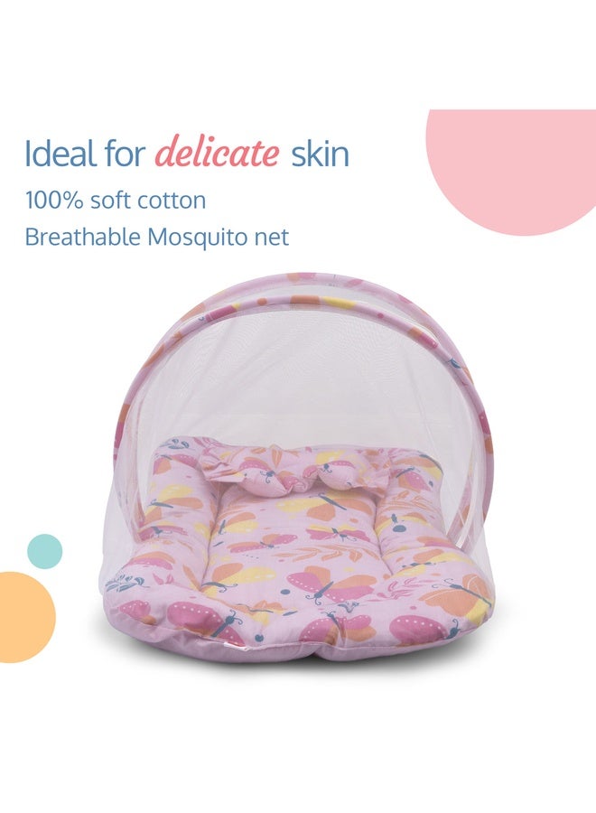 Luvlap Net Pillow Mattress Pink Butterfly Print - Image 2