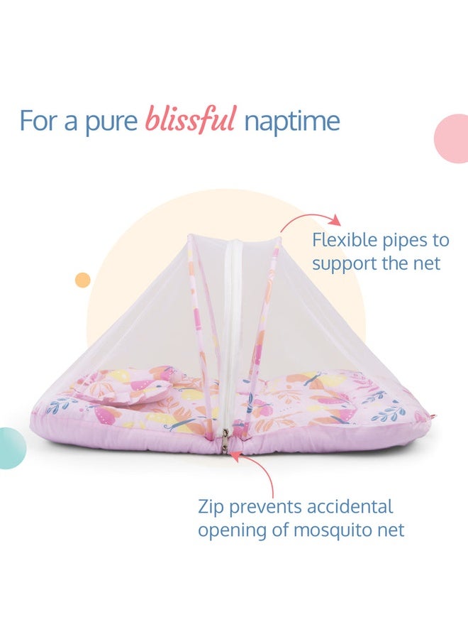 Luvlap Net Pillow Mattress Pink Butterfly Print - Image 3