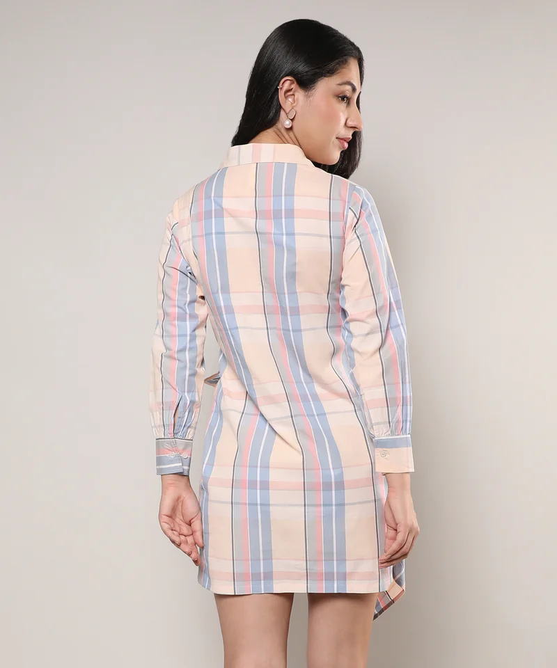 Campus Sutra Plaid Shirtwaist Dress
